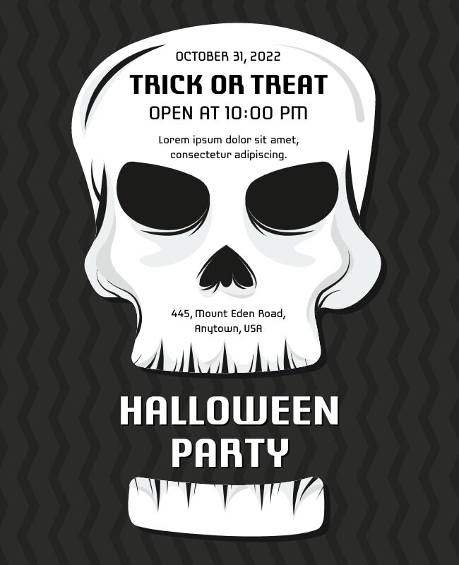 Skull Theme Trick or Treat Event Flyer Template