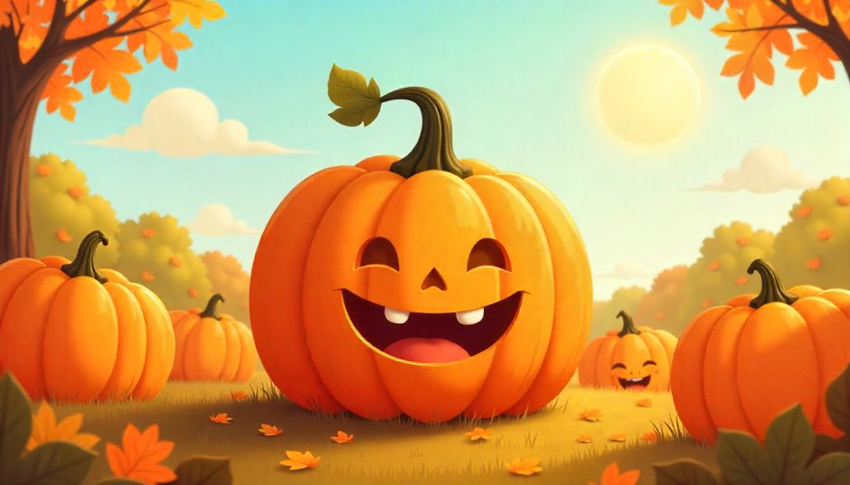 smiling pumpkin clipart with nature background
