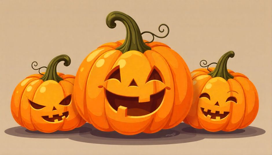 smiling pumpkin clipart with simple background