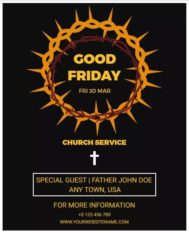 Smoky Black-Themed Good Friday Flyer with Dramatic Contrast