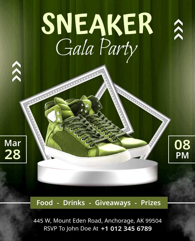 Green Sneaker Party Event Flyer Template