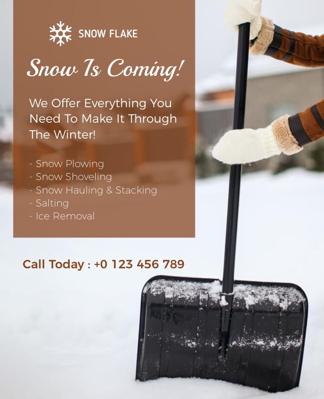 Clean and professional flyer highlighting safe snow removal services.