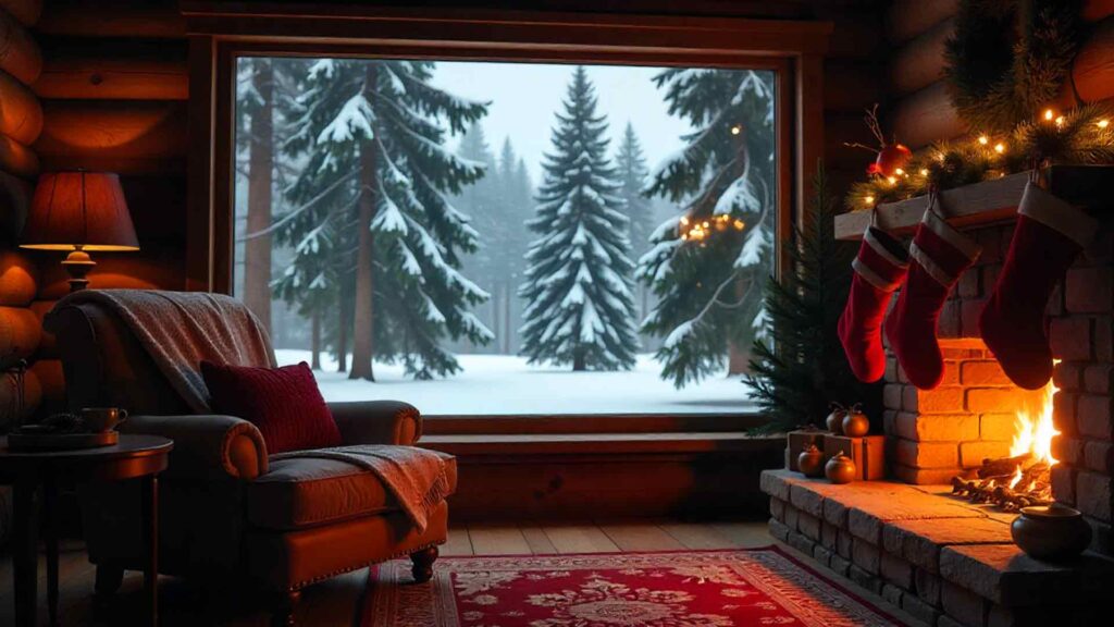 Snow Visible Through Window Background