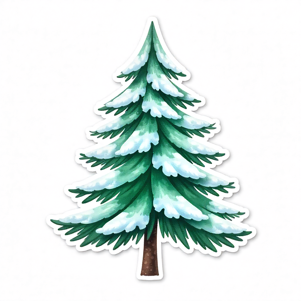 Snowy Pine Christmas Tree Sticker