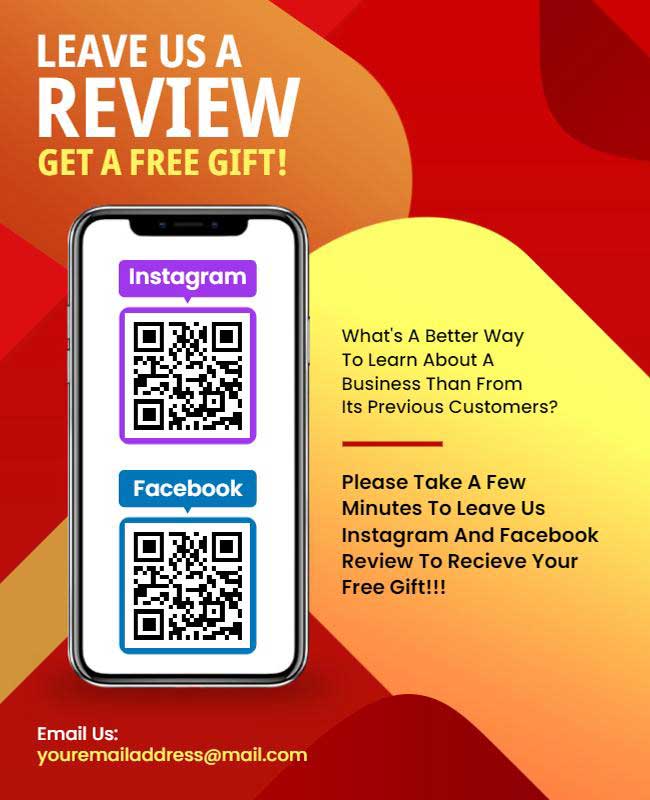 Social Media Review Reward Flyer to Encourage Customer Feedback and Engagement