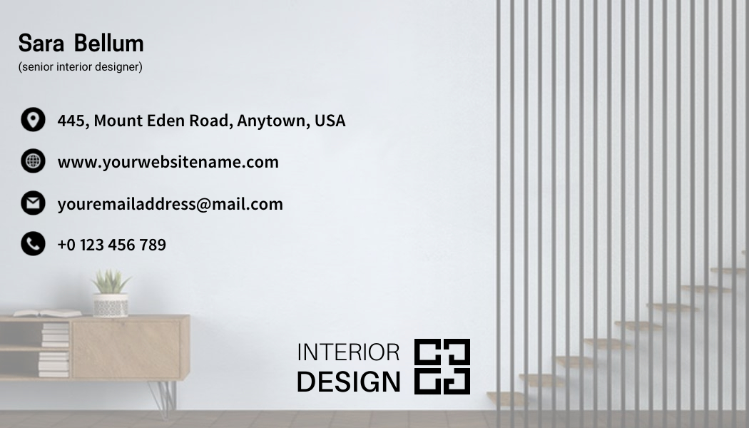 Soft Black Interior Design Business Card Back