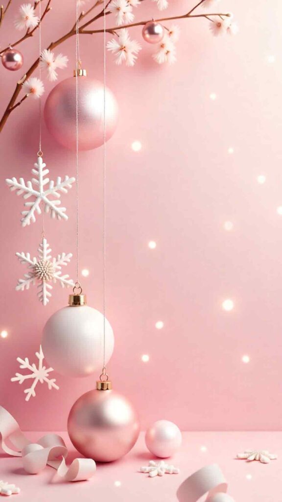 Soft Blush Christmas Aesthetic Wallpaper