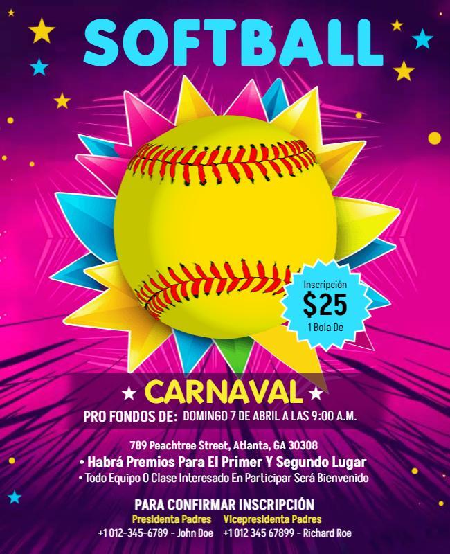 Softball Tournament Carnival Flyers