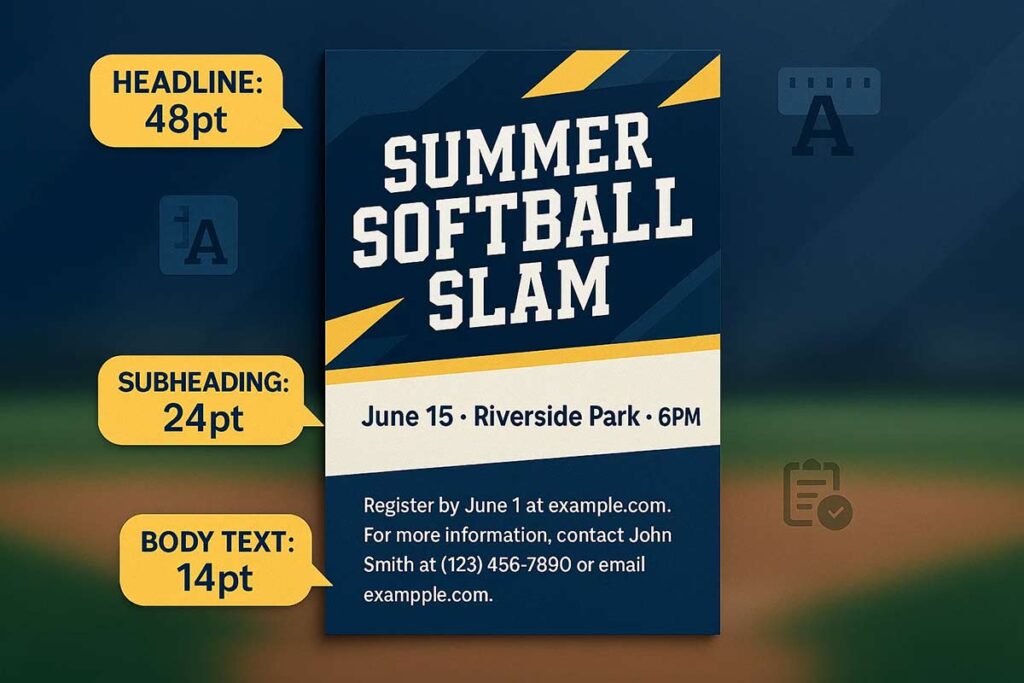 Softball Flyer Font Sizes Hierarchy