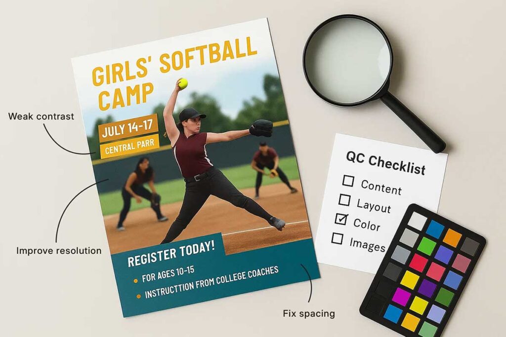 Quality control checklist for softball flyer
