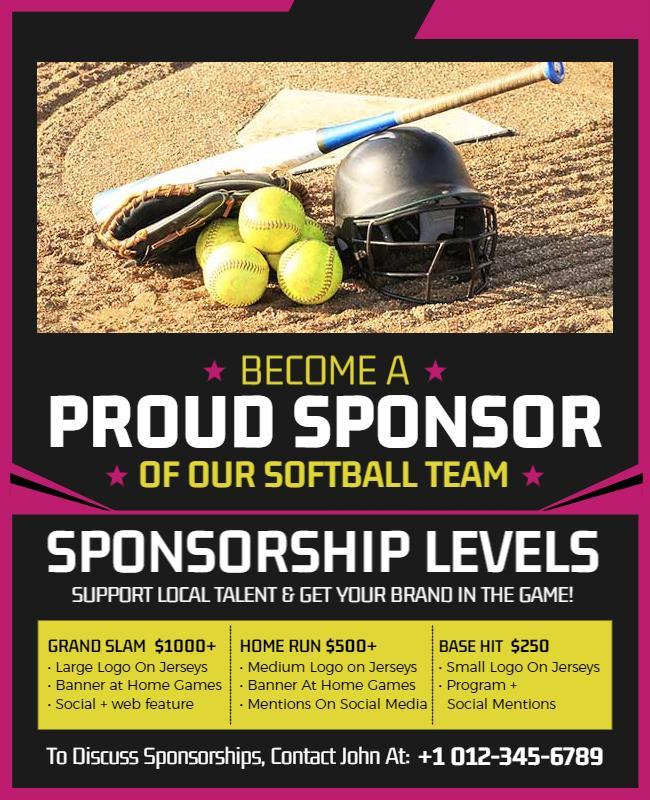 Softball Team Formation Sponsorship Opportunities Flyer 