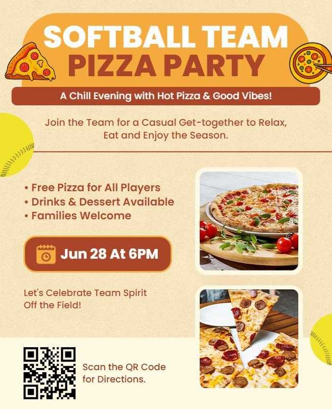 Softball Team Pizza Party Flyer