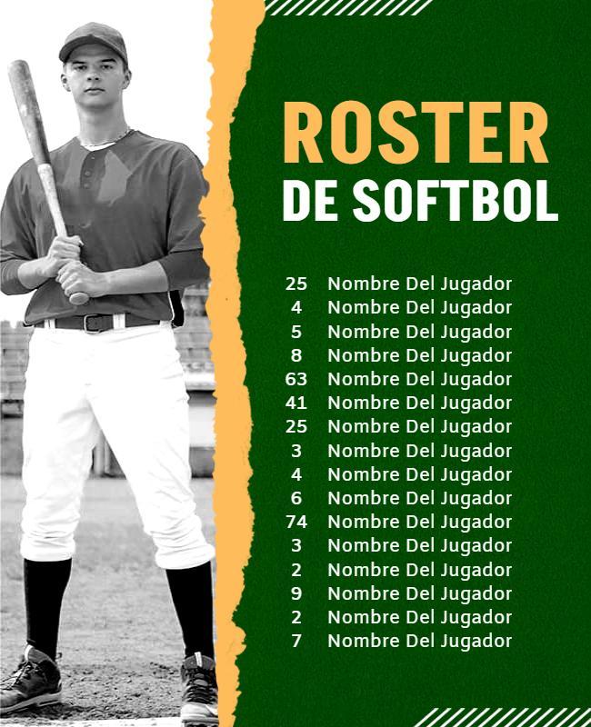 Softball Team Roster Announcement Flyer