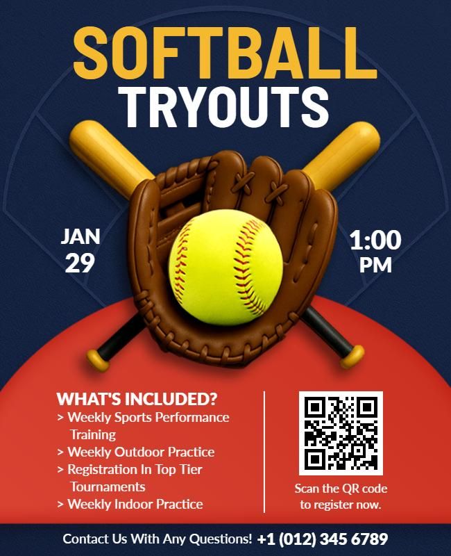 Softball Tryout Event Information Flyer Template