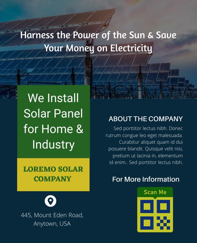 Flyer promoting solar plans for homes and industries.