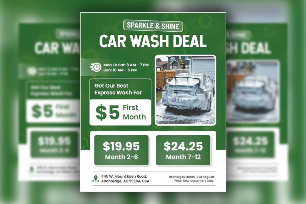 Sparkle and Shine Car Wash Deal Flyer Template