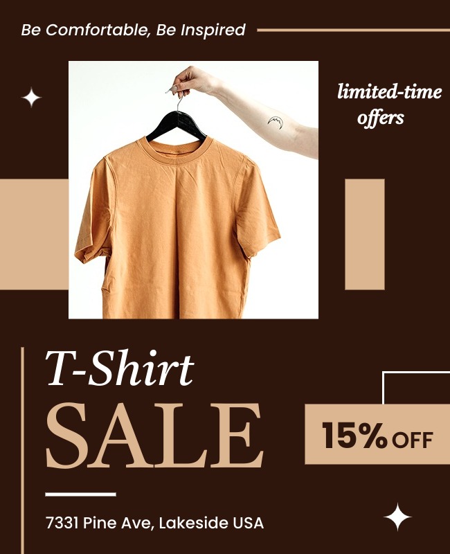 T-shirt sale flyer highlighting special deals and limited-time offers