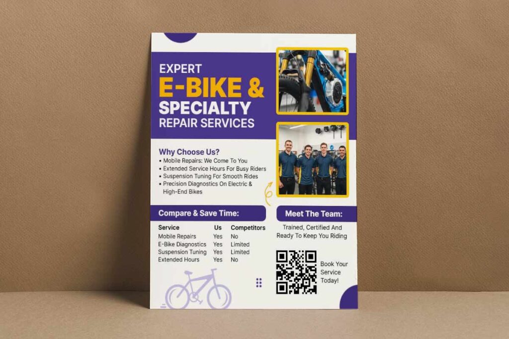 Expert E-Bike Repair Services with Mobile Support Flyer Template