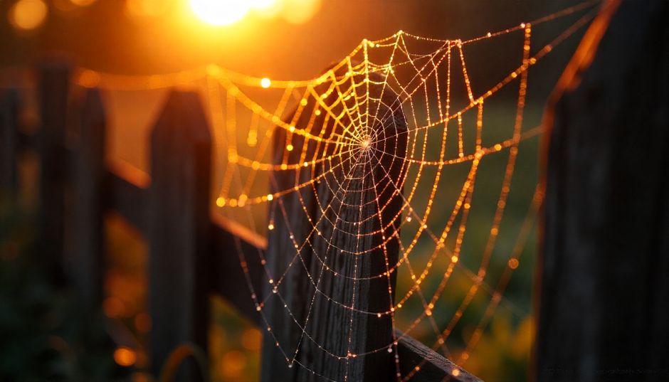 spooky spider web in daylight