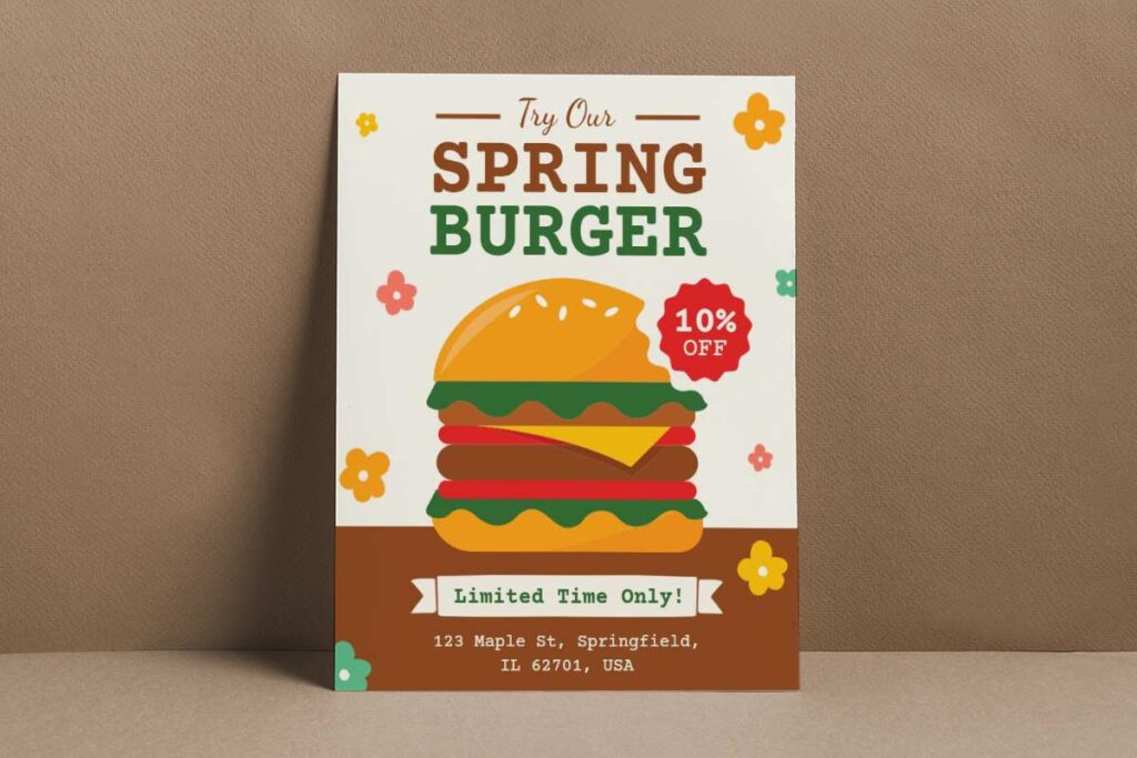 Spring Burger Promotion Flyer Template