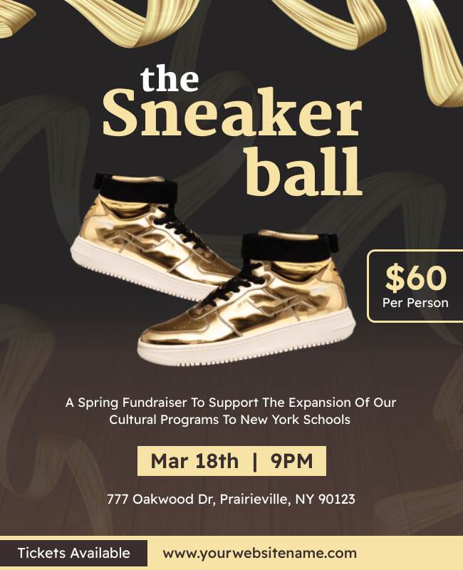 Spring Fundraiser Sneaker Ball Event Flyer Template