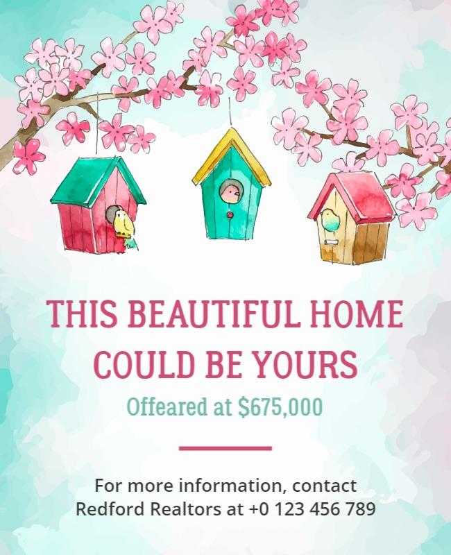 Spring Real Estate Open House Invitation Flyer Template