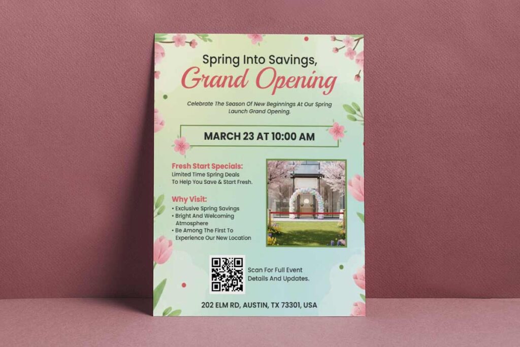 Spring Store Grand Opening Announcement Flyer Template