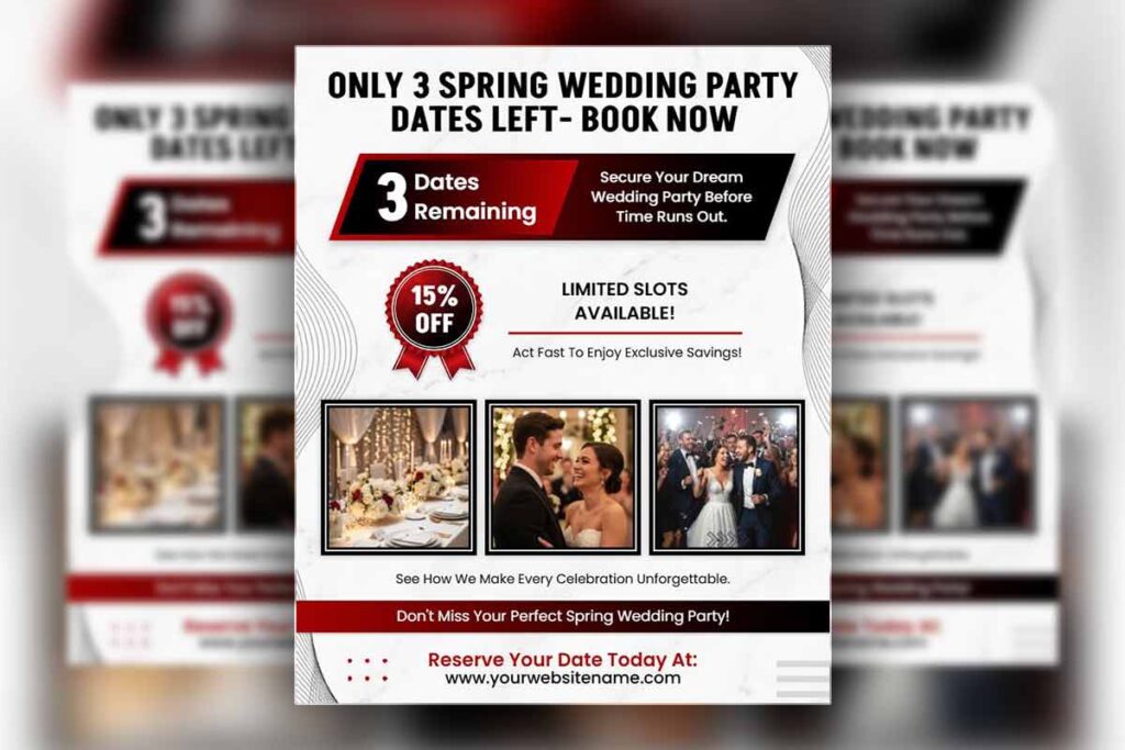 Spring Wedding Party Booking Flyer Template