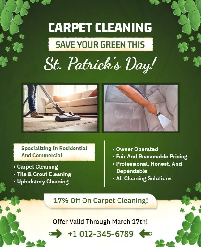 St. Patrick’s Day Carpet Cleaning Flyer