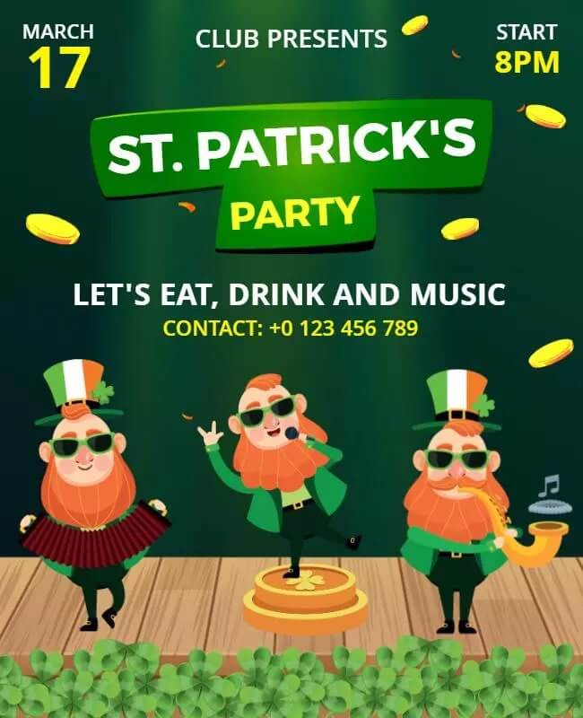 St. Patrick's Day Celebration Party Flyer with Event Details