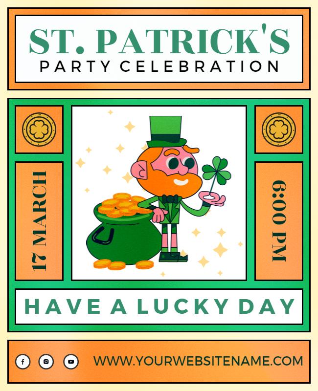 Classic vintage-inspired St. Patrick’s Day flyer with rustic tones and retro fonts.