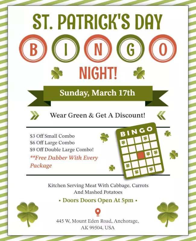 St. Patrick’s Day Pub Bingo Flyer