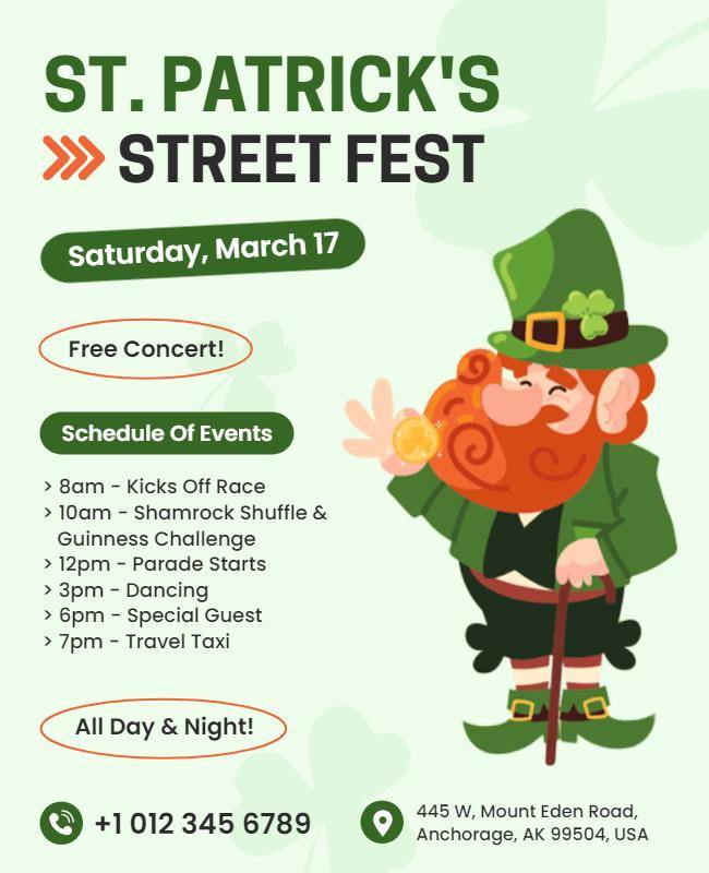 Classic vintage-inspired St. Patrick’s Day flyer with rustic tones and retro fonts.