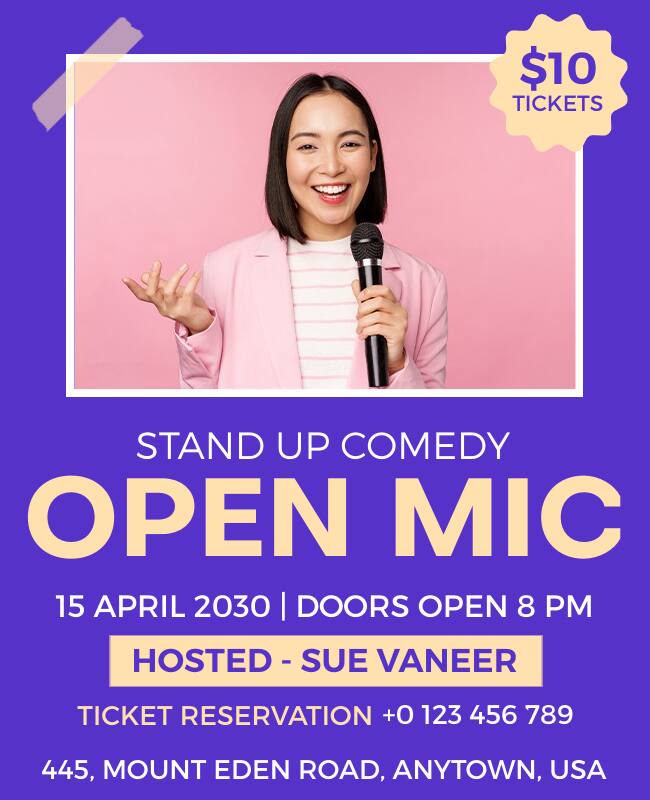 Stand-Up Comedy Open Mic Event Flyer Template