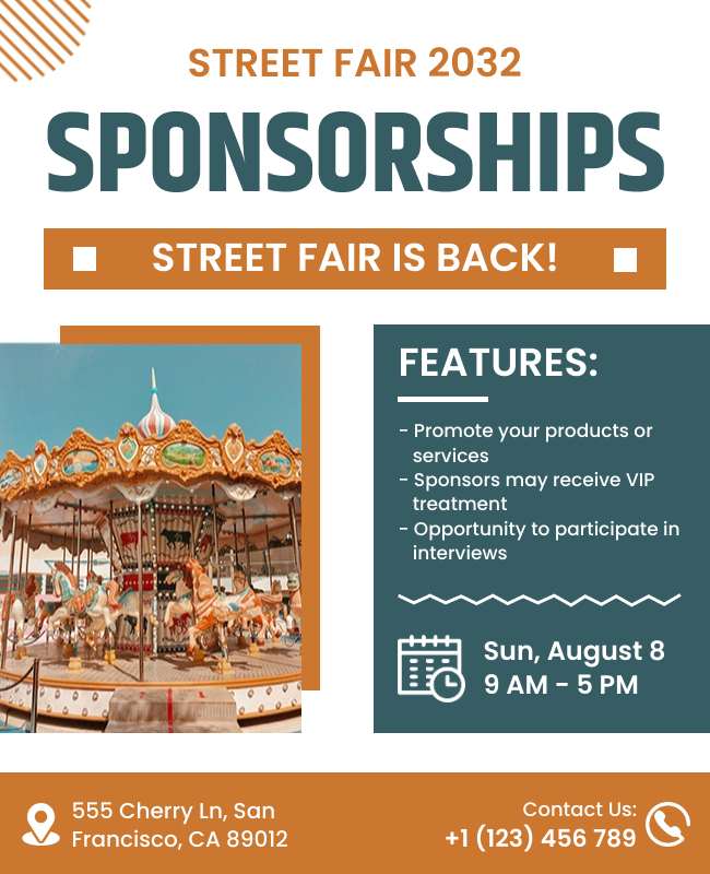 Flyer inviting sponsors to promote their brand at a community street fair.