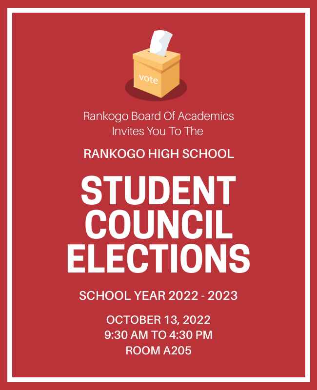 Red Color Student Council Elections Flyer Template