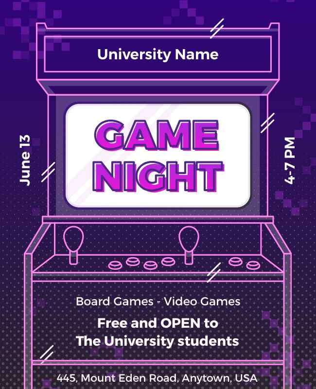 Purple Student's Game Night Flyer Template