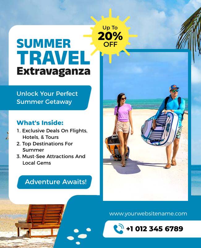 Summer Travel Discount Promotion Flyer Template