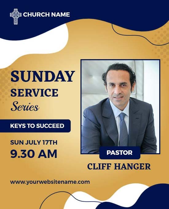 Sunday Church Service Flyer Featuring Worship Details and a Welcoming Design