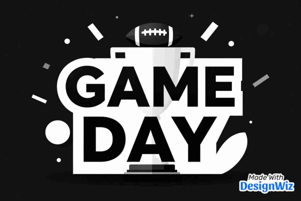 super bowl image with game day celebration trophy