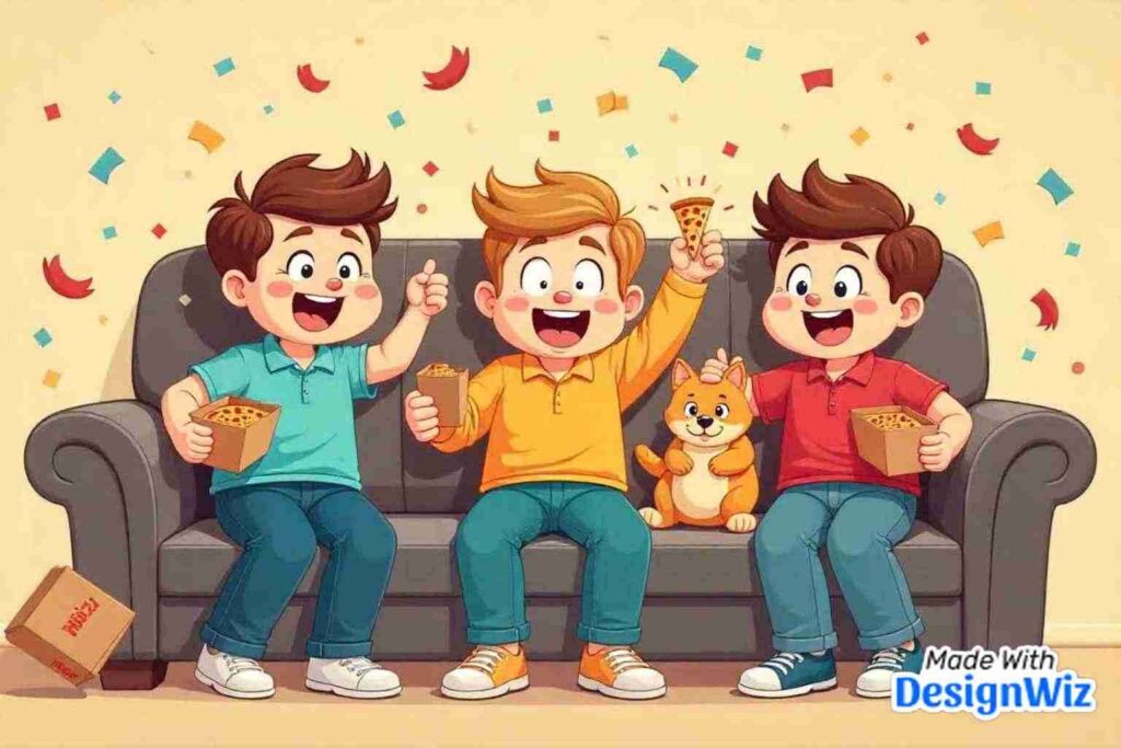 super bowl image with humorous illustrated fans