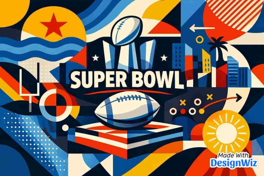 super bowl image with modern geometric style