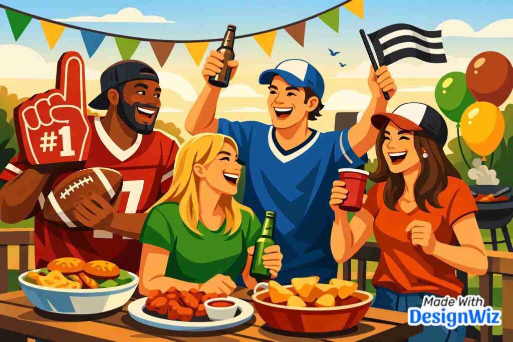 super bowl image with outdoor celebration