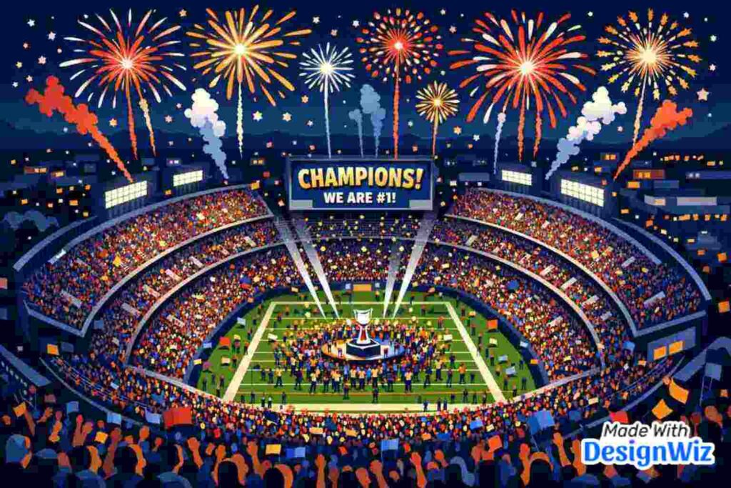 super bowl image with stadium championship celebration