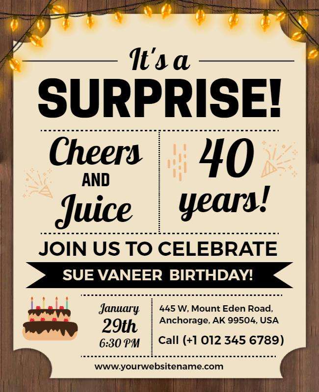 A vintage birthday party flyer with retro design elements, event details, and a classic feel