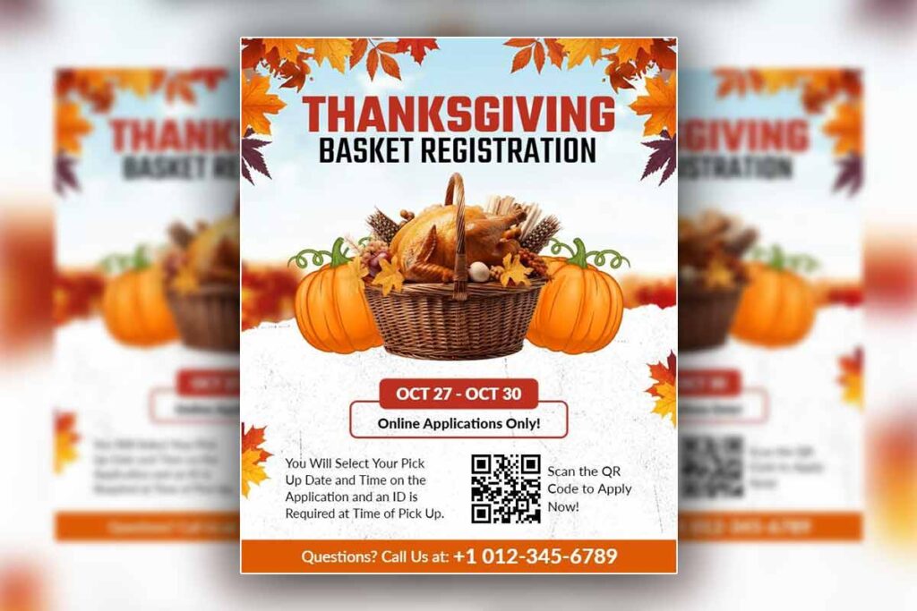 Thanksgiving Basket Registration Event Flyer Template