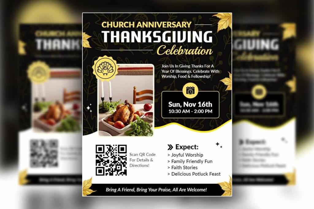 Church Anniversary Thanksgiving Celebration Flyer Template