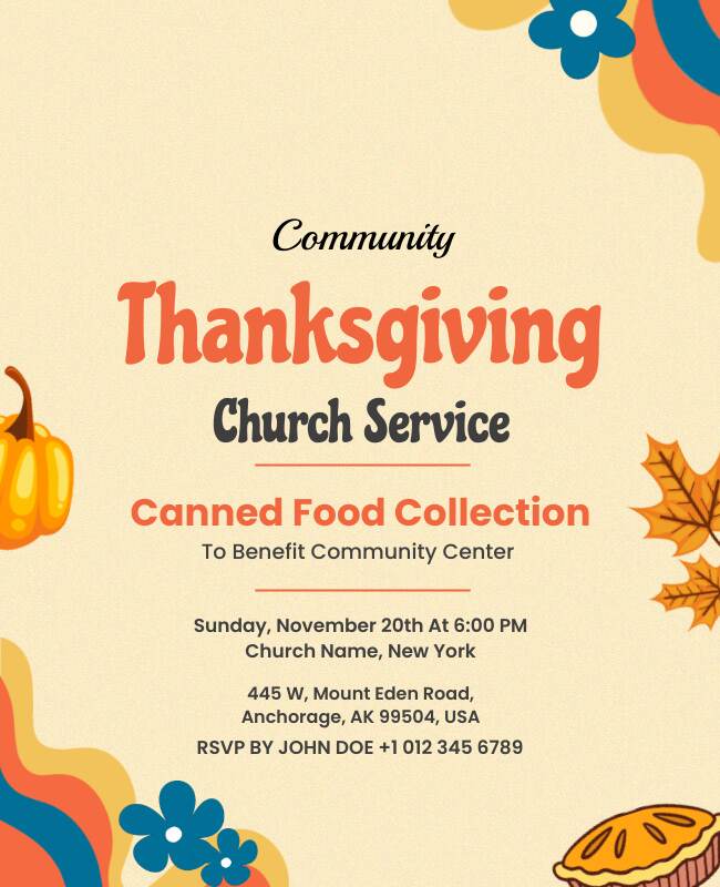 Thanksgiving Church Service Flyer Template