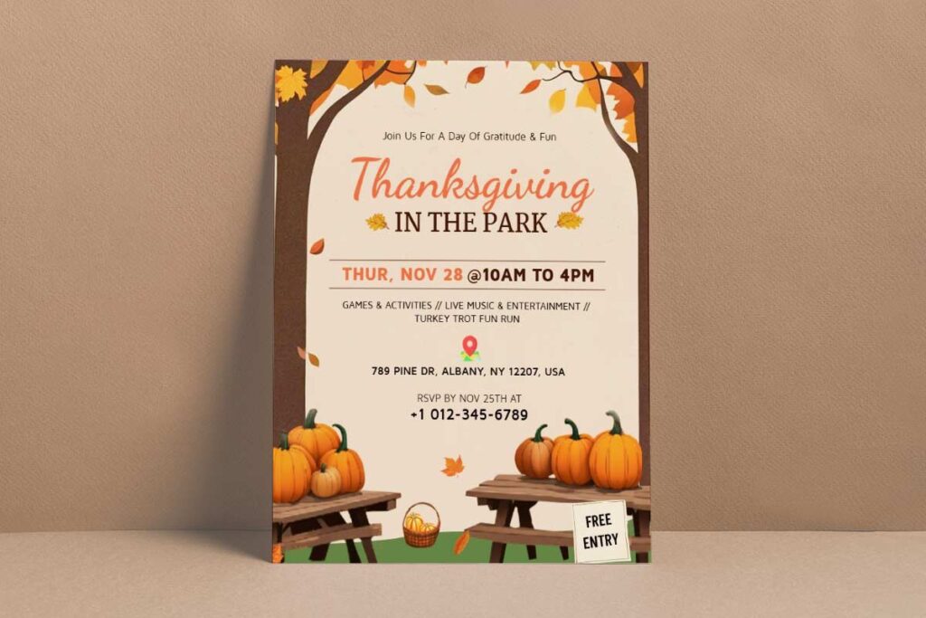 Thanksgiving Community Event in the Park Flyer Template