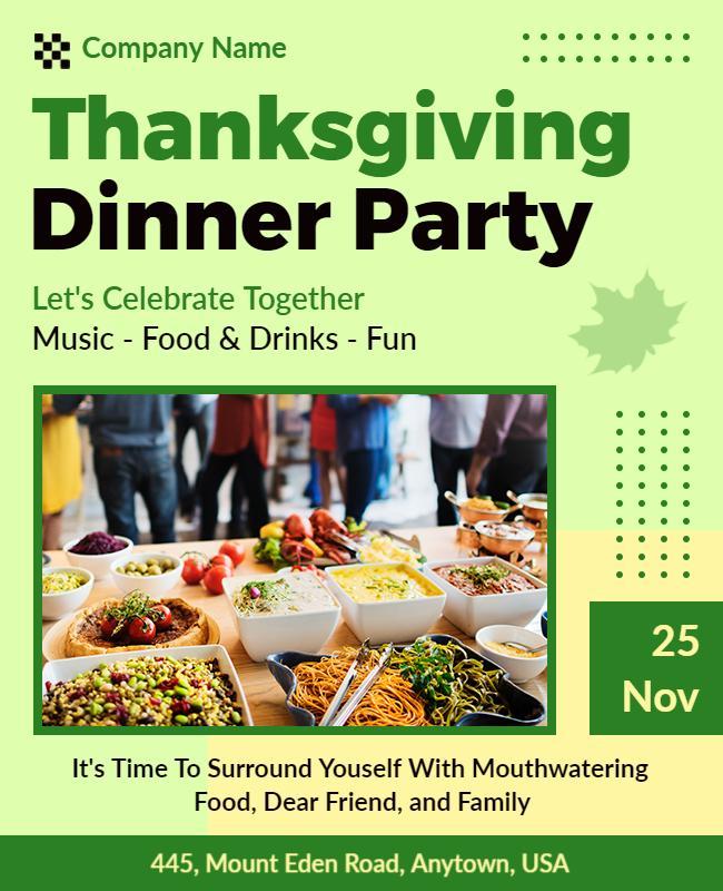 Thanksgiving Dinner Party Flyer Template